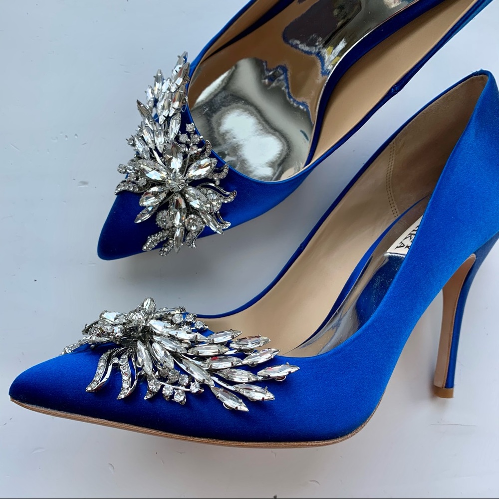 Badgley Mischka Marcela Satin Blue Pumps